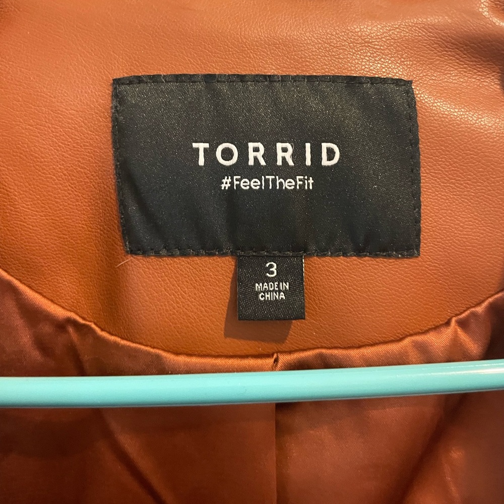 Torrid Women's Cognac Faux Leather Jacket Size 3 - Picture 3 of 3